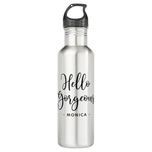 Personalized Black White Hello Gorgeous Stainless Steel Water Bottle