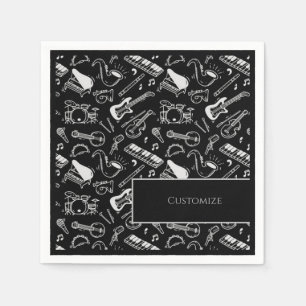 Personalized Black & White Instruments 2 Napkins