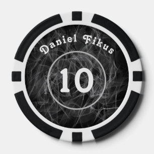 Personalized black white Lucky charm Poker Chips