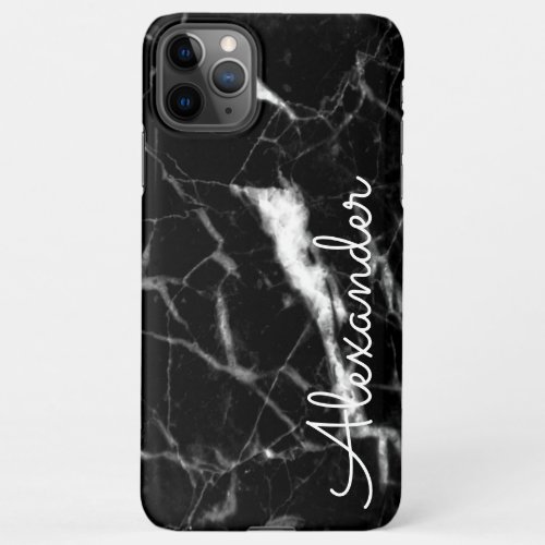 Personalized Black White Marble BUDGET Writing iPhone 11Pro Max Case