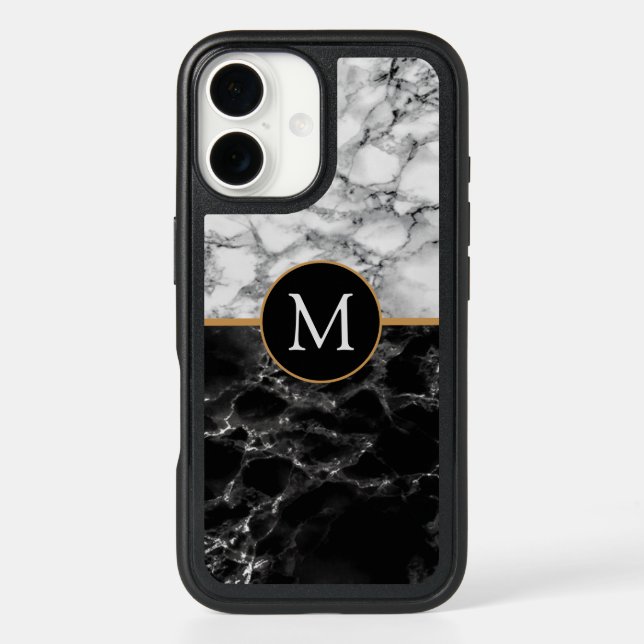 Personalized Black White Marble iPhone Case (Back)