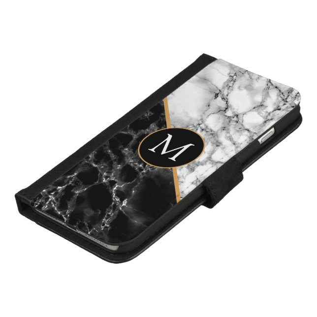 Personalized Black White Marble iPhone Wallet Case (Bottom)