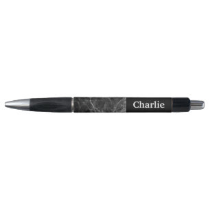 Personalized black white marble pen