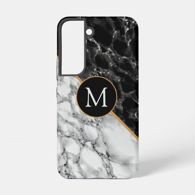 Personalized Black White Marble Samsung Galaxy Case (Back)