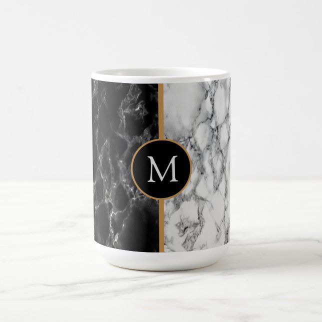 Personalized Black White Marble Stone Mug Gift (Center)