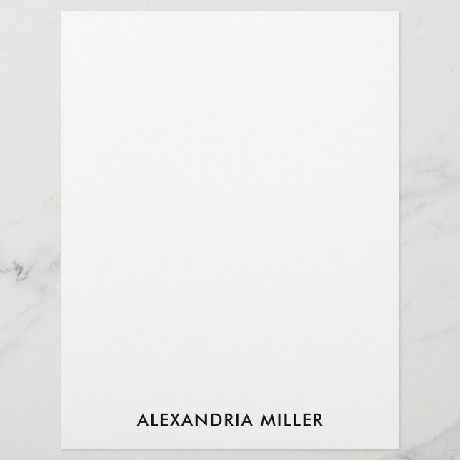 Personalized Black White Minimalist Stationery (Front)
