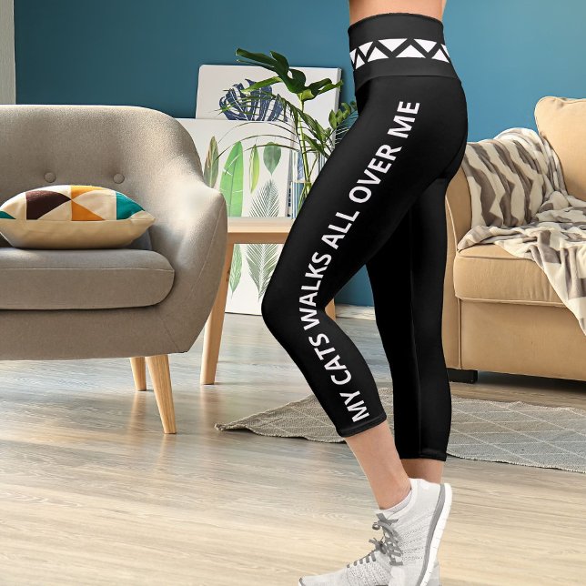 Personalized Black White Modern Urban Streetwear Capri Leggings (Creator Uploaded)