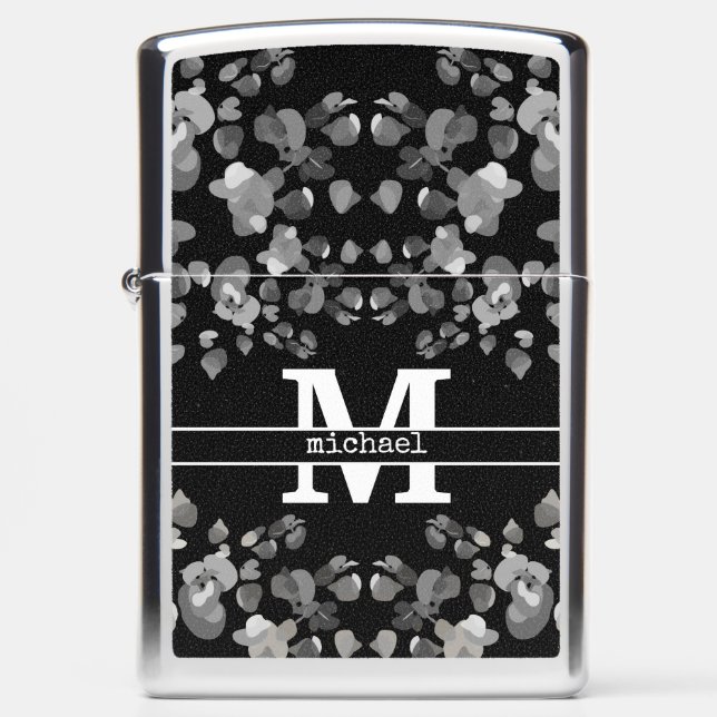 Personalized Black&White Modern Vintage Zippo Lighter (Front)