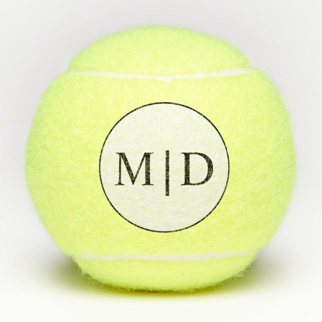 Personalized Black White Monogram Initials Tennis Tennis Balls (Front)