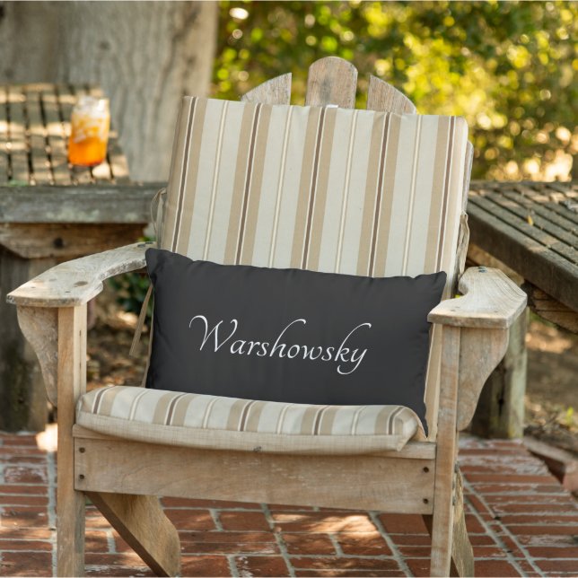Personalized black white monogram name lumbar pillow (Chair)