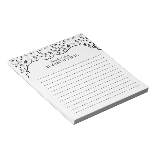 Personalized Black White Music Notes (Angled)