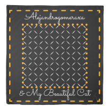 Personalized Black White Orange Border Script Cute