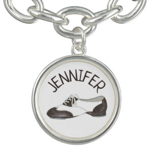 Personalized Black White Oxford Tap Dance Shoe Bracelet