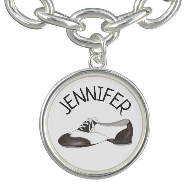 Personalized Black White Oxford Tap Dance Shoe Bracelet (Design)