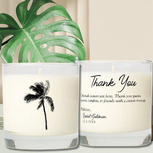 Personalized Black & White Palm Tree Favor Candle