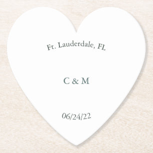 Personalized Black & White Paper Heart Coaster