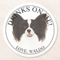 Personalized Black & White Papillon Dog Wedding
