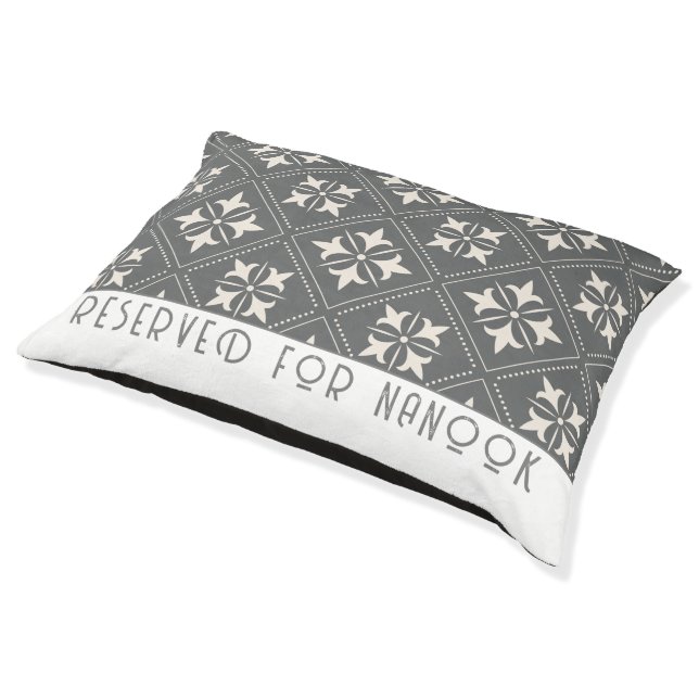 Personalized Black White Pattern Dog Pet Bed (Angled)