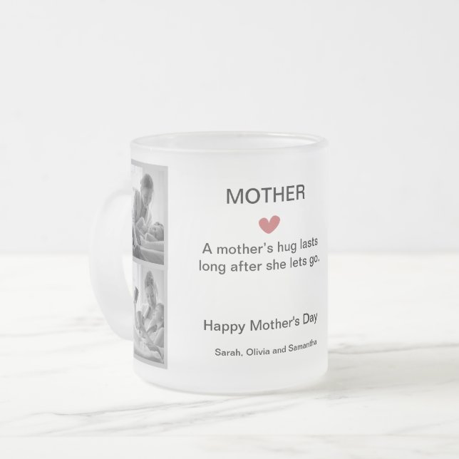 Personalized Black & White Photo Collage Frosted Glass Coffee Mug (Front Left)
