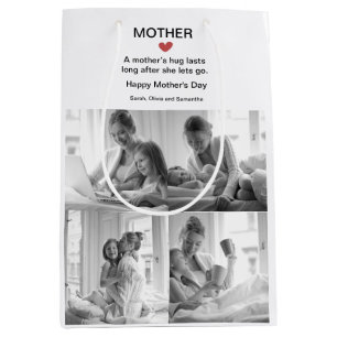 Personalized Black & White Photo Collage Medium Gift Bag