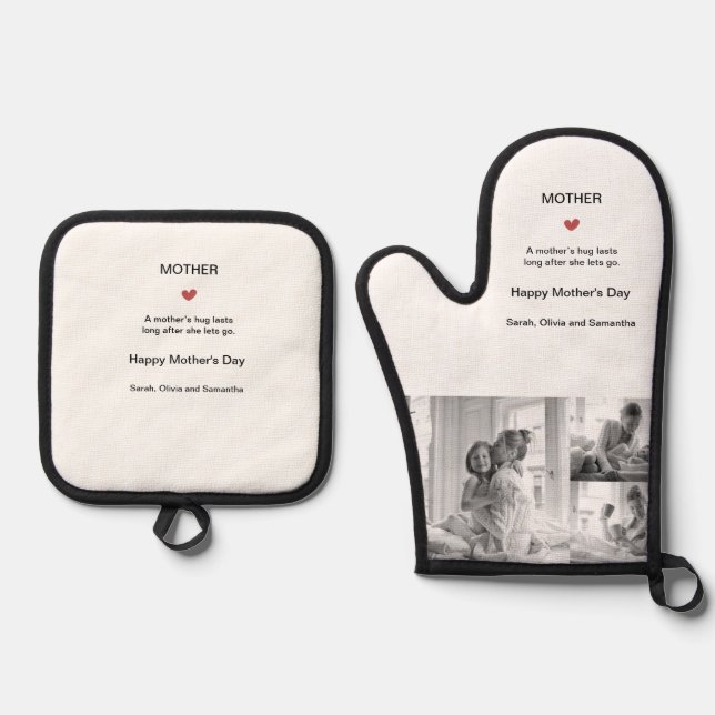 Personalized Black & White Photo Collage -  Oven Mitt & Pot Holder Set (Front)