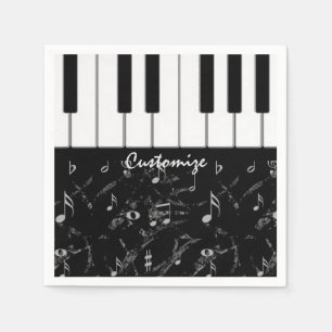 Personalized Black & White Piano Music Napkins 2