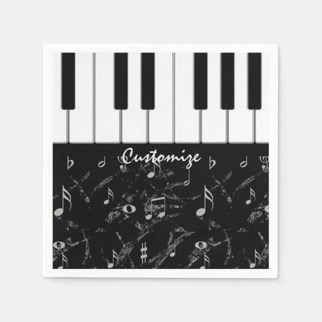Personalized Black & White Piano Music Napkins 2 (Front)