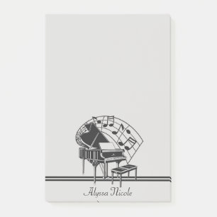 Personalized Black White Piano Music Notes