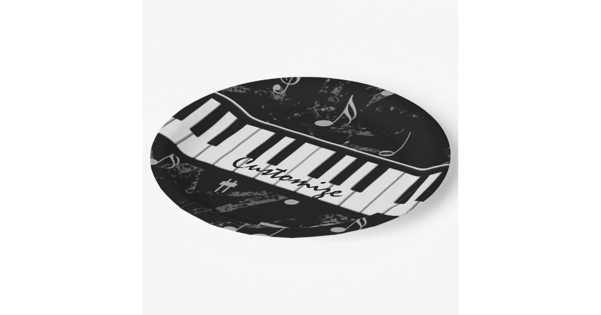 Personalized Black & White Piano Music Paper Plates Zazzle