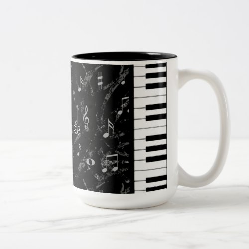 Personalized Black  White Piano Music Two_Tone Coffee Mug