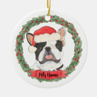 Personalized Black & White Pied Frenchie Christmas
