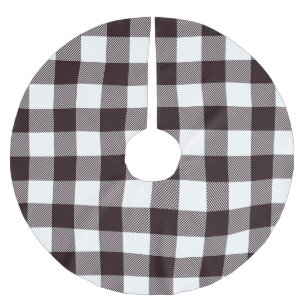 Personalized Black & White Plaid Rustic Country Brushed Polyester Tree Skirt