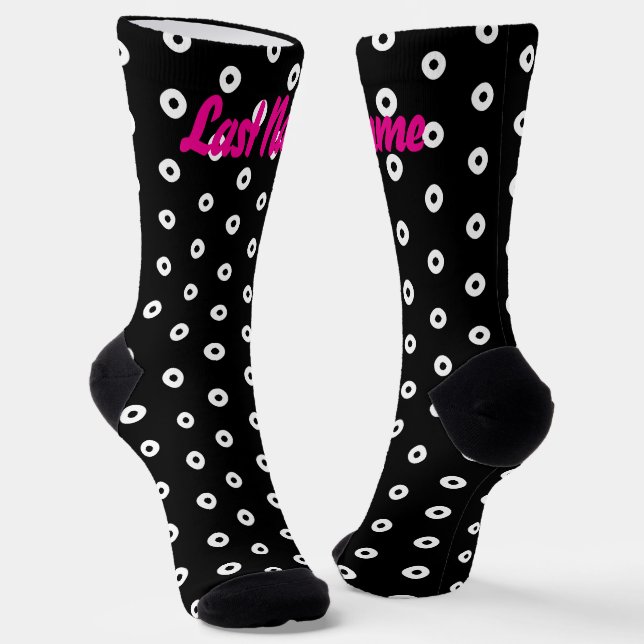 Personalized Black/White Polka Dot Pattern Socks (Angled)