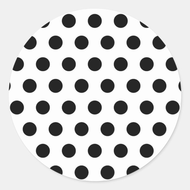 Personalized Black & White Polka Dots Classic Round Sticker (Front)
