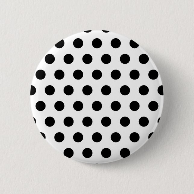 Personalized Black & White Polka Dots Pinback Button (Front)