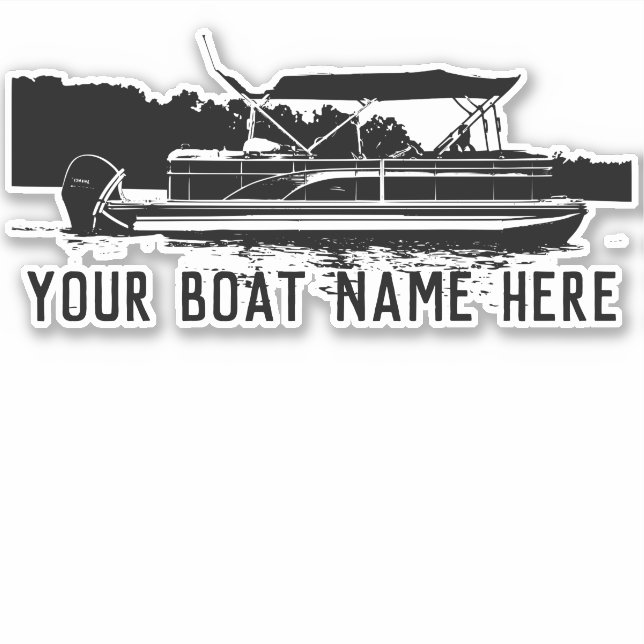Personalized Black & White Pontoon Boat Decal (Front)