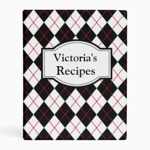 Personalized Black White Recipe Binder