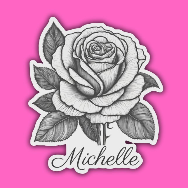 Personalized Black & White Rose Waterproof  Sticker (Creator Uploaded)