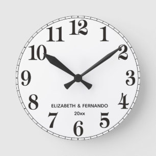 Personalized Black & White Round Clock