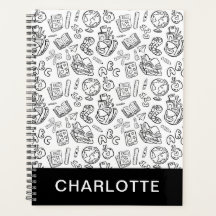 Personalized Black & White School Handdrawn Doodle