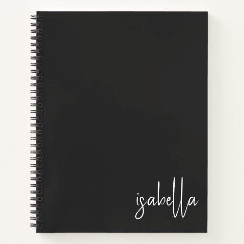 Personalized Black White Script Name Notebook