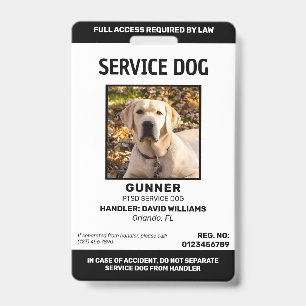 Personalized Black White Service Dog Photo Badge