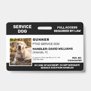 Personalized Black White Service Dog Photo Badge