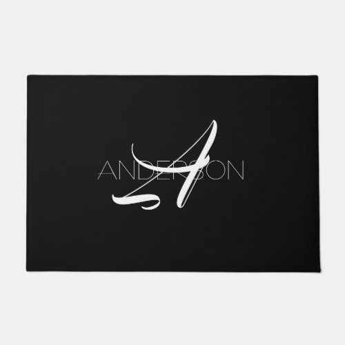 Personalized black white simple modern   doormat