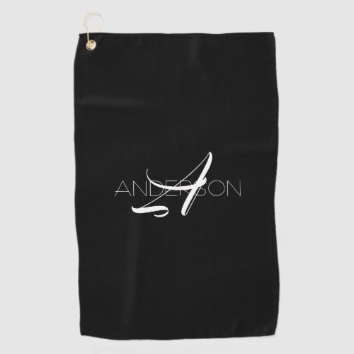 Personalized black white simple modern     golf towel