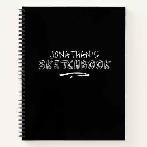 Personalized Black White Sketchbook Notebook