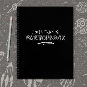 Personalized Black White Sketchbook Notebook