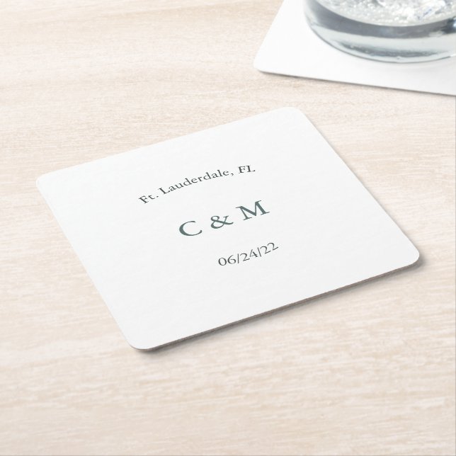 Personalized Black & White Square Paper Coaster (Angled)