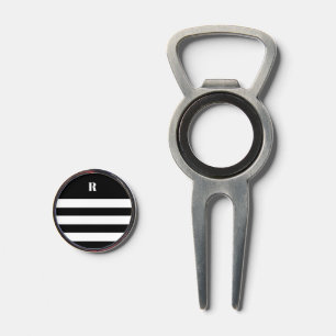 Personalized Black & White Striped Divot Tool