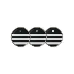 Personalized Black & White Striped   Golf Ball Marker